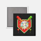 Funny Christmas Baseball Ice Cream Drip Men Women Magneet (Voorkant / Achterkant)