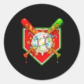 Funny Christmas Baseball Ice Cream Drip Men Women  Ronde Sticker (Voorkant)