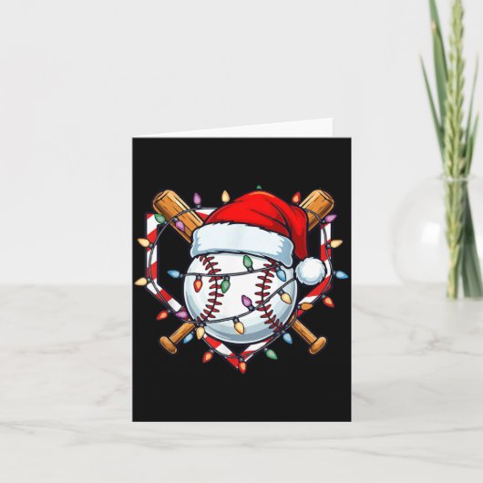 Funny Christmas Baseball Santa Hat For Baseball Pl Kaart (Voorkant)