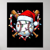 Funny Christmas Baseball Santa Hat For Baseball Pl Poster (Voorkant)