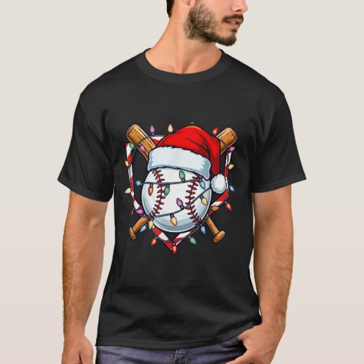 Funny Christmas Baseball Santa Hat For Baseball Pl T-shirt (Voorkant)