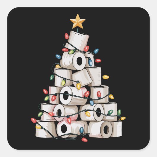 Funny Christmas Bathroom Toilet Paper Tree Humor Vierkante Sticker (Voorkant)