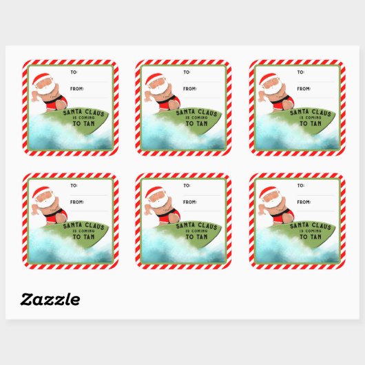 Funny Christmas Beach Cadeau Labels (Vel)