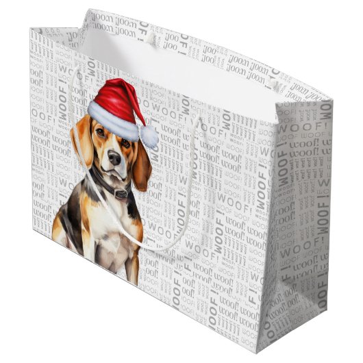 Funny Christmas Beagle Hondenliefhebber Groot Cadeauzakje (Achterkant Gekanteld)