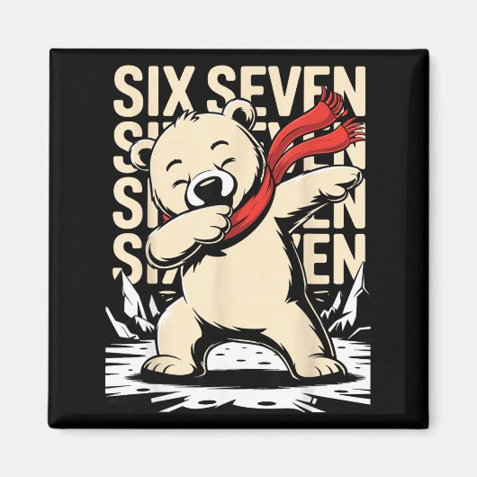 Funny Christmas Bear Dabbing Xmas Dab Six Seven 67 Magneet (Voorkant)