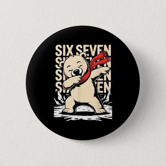 Funny Christmas Bear Dabbing Xmas Dab Six Seven 67 Ronde Button 5,7 Cm (Voorkant)