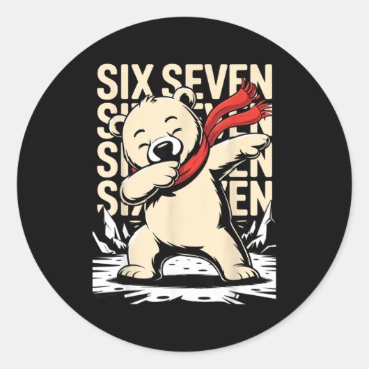 Funny Christmas Bear Dabbing Xmas Dab Six Seven 67 Ronde Sticker (Voorkant)