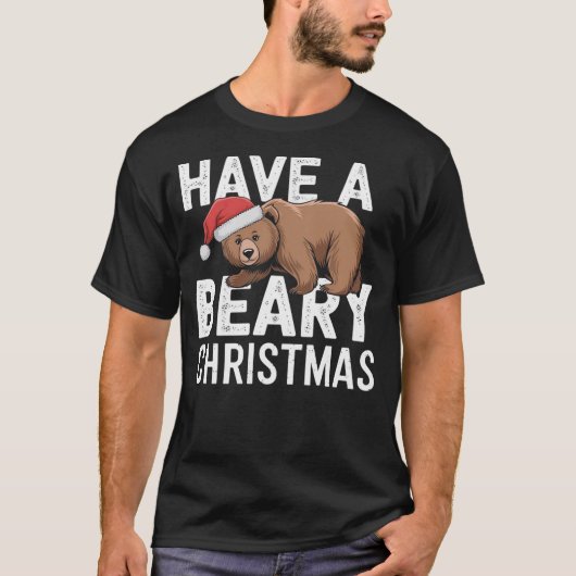 Funny Christmas Bear Pun - Have A Beary Christmas T-shirt (Voorkant)