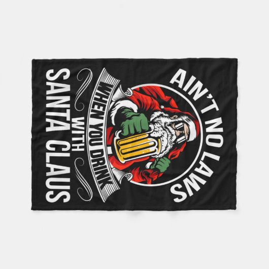 Funny Christmas Beer Drinking With Santa Clause Fleece Deken (Voorkant (Horizontaal))