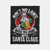 Funny Christmas Beer Drinking With Santa Clause Fleece Deken (Voorkant)