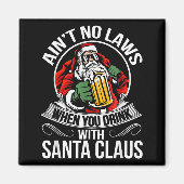 Funny Christmas Beer Drinking With Santa Clause  Magneet (Voorkant)