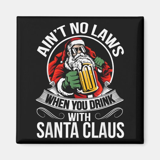 Funny Christmas Beer Drinking With Santa Clause  Magneet (Voorkant)