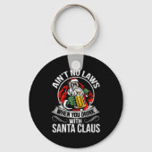 Funny Christmas Beer Drinking With Santa Clause Sleutelhanger (Voorkant)