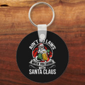 Funny Christmas Beer Drinking With Santa Clause Sleutelhanger (Voorkant)