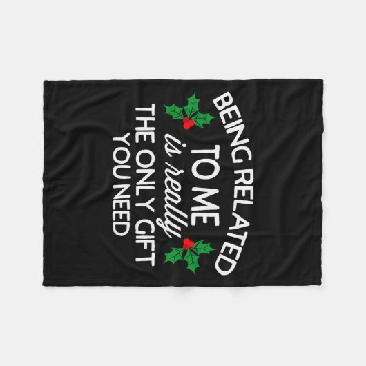 Funny Christmas Being Related To Me Family Joke  Fleece Deken (Voorkant (Horizontaal))