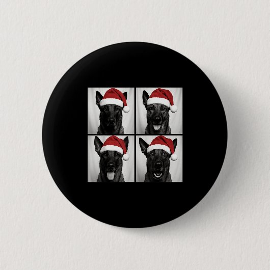 Funny Christmas Belgian Malinois Santa Dog Lover P Ronde Button 5,7 Cm (Voorkant)