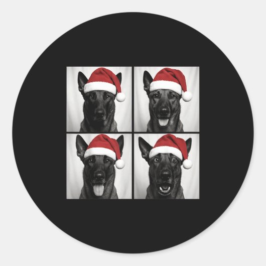 Funny Christmas Belgian Malinois Santa Dog Lover P Ronde Sticker (Voorkant)