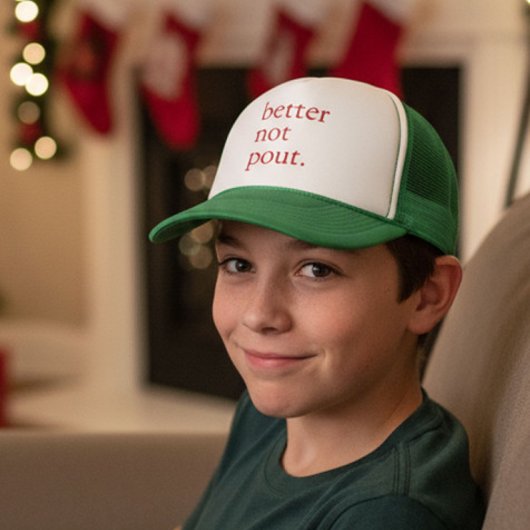 Funny Christmas Better Not Pout Simple Cute  Trucker Pet