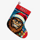 Funny Christmas Bigfoot Personalized Grote Kerstsok (Voorkant (Hangend))