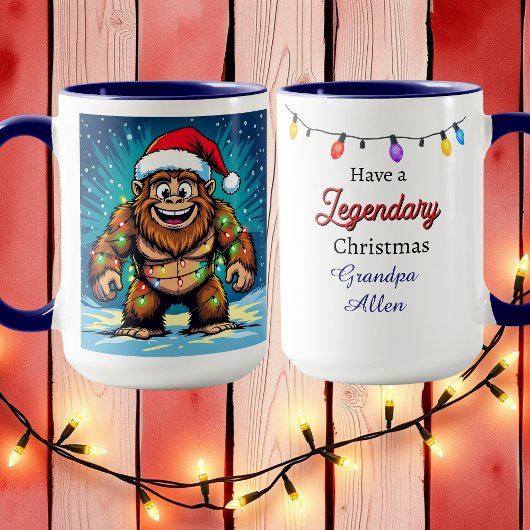 Funny Christmas Bigfoot Personalized Mok