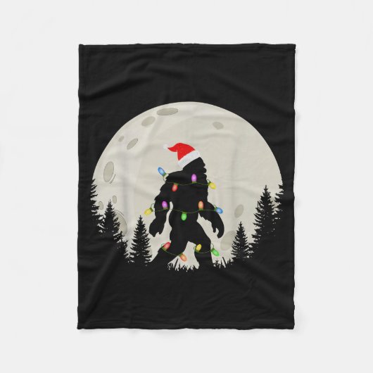 Funny Christmas Bigfoot Santa Hat Moon Sasquatch K Fleece Deken (Voorkant)