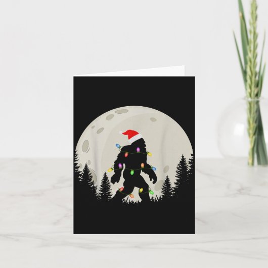 Funny Christmas Bigfoot Santa Hat Moon Sasquatch K Kaart (Voorkant)