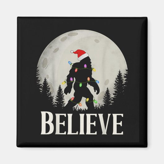Funny Christmas Bigfoot Santa Hat Moon Sasquatch K Magneet (Voorkant)