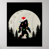 Funny Christmas Bigfoot Santa Hat Moon Sasquatch K Poster (Voorkant)