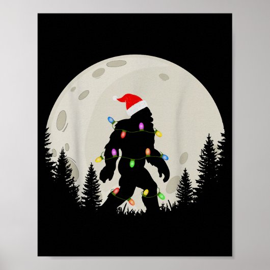 Funny Christmas Bigfoot Santa Hat Moon Sasquatch K Poster (Voorkant)