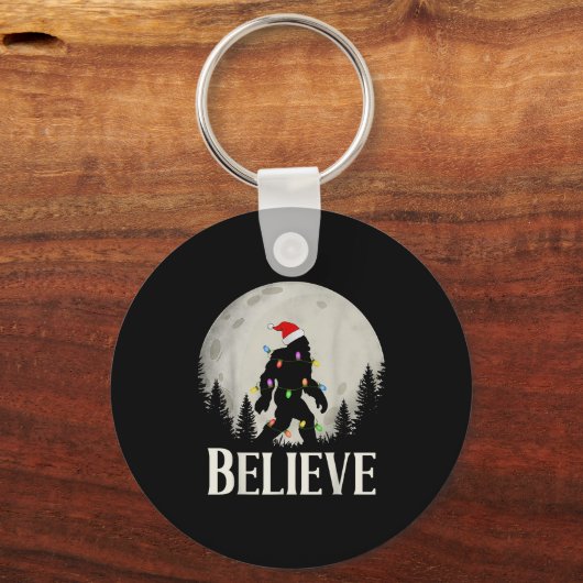 Funny Christmas Bigfoot Santa Hat Moon Sasquatch K Sleutelhanger (Voorkant)