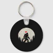 Funny Christmas Bigfoot Santa Hat Moon Sasquatch K Sleutelhanger (Voorkant)