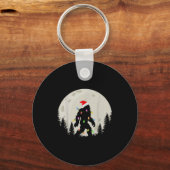 Funny Christmas Bigfoot Santa Hat Moon Sasquatch K Sleutelhanger (Voorkant)