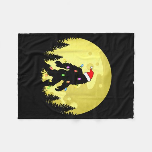 Funny Christmas Bigfoot Santa Hat Moon Sasquatch M Fleece Deken (Voorkant (Horizontaal))