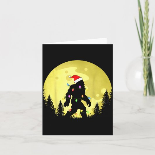 Funny Christmas Bigfoot Santa Hat Moon Sasquatch M Kaart (Voorkant)