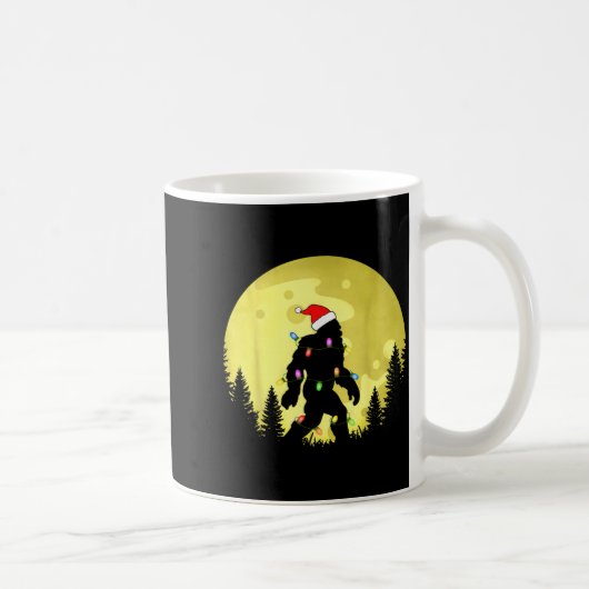 Funny Christmas Bigfoot Santa Hat Moon Sasquatch M Koffiemok (Rechts)