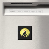 Funny Christmas Bigfoot Santa Hat Moon Sasquatch M Magneet (Insitu (Vaatwasser))