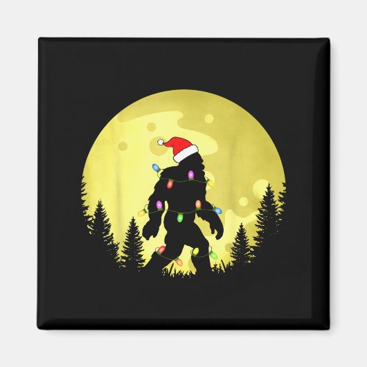 Funny Christmas Bigfoot Santa Hat Moon Sasquatch M Magneet (Voorkant)