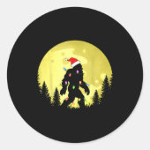 Funny Christmas Bigfoot Santa Hat Moon Sasquatch M Ronde Sticker (Voorkant)