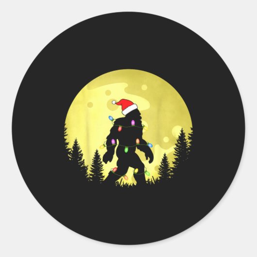 Funny Christmas Bigfoot Santa Hat Moon Sasquatch M Ronde Sticker (Voorkant)