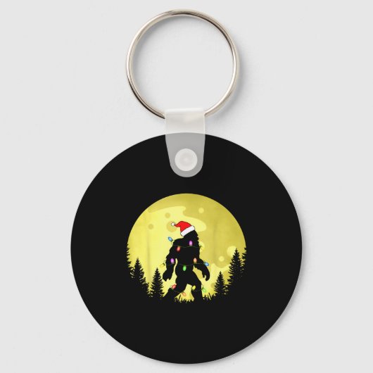 Funny Christmas Bigfoot Santa Hat Moon Sasquatch M Sleutelhanger (Voorkant)