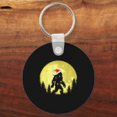 Funny Christmas Bigfoot Santa Hat Moon Sasquatch M Sleutelhanger (Voorkant)