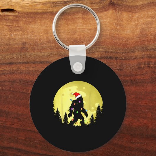 Funny Christmas Bigfoot Santa Hat Moon Sasquatch M Sleutelhanger (Voorkant)