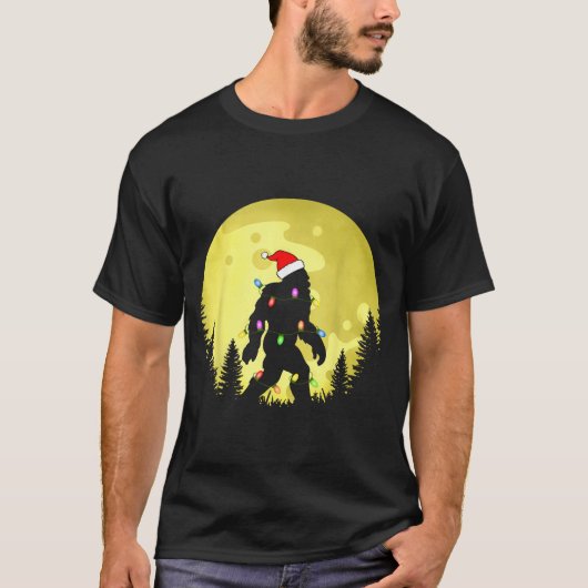 Funny Christmas Bigfoot Santa Hat Moon Sasquatch M T-shirt (Voorkant)