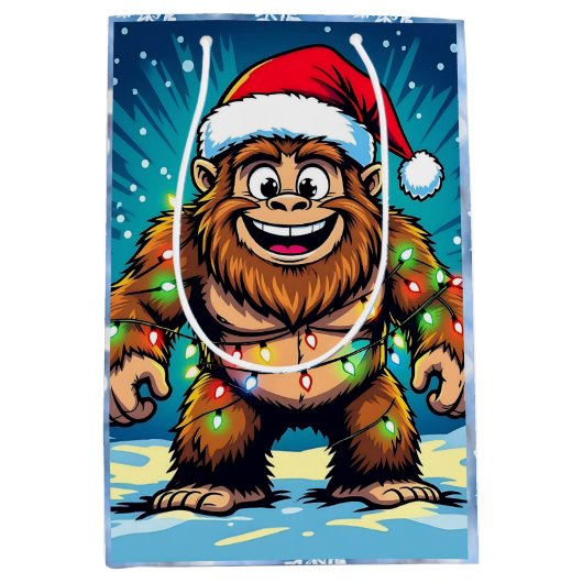 Funny Christmas Bigfoot Sasquatch Medium Cadeauzakje (Voorkant)