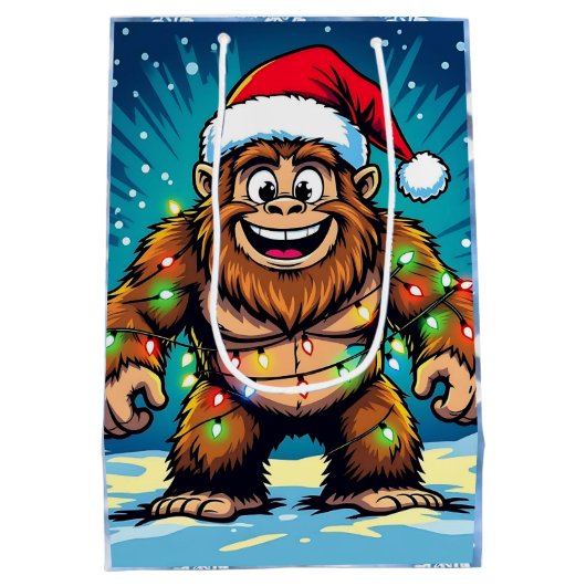 Funny Christmas Bigfoot Sasquatch Medium Cadeauzakje (Achterkant)