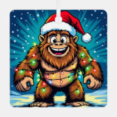 Funny Christmas Bigfoot Sasquatch Metalen Ornament (Voorkant)
