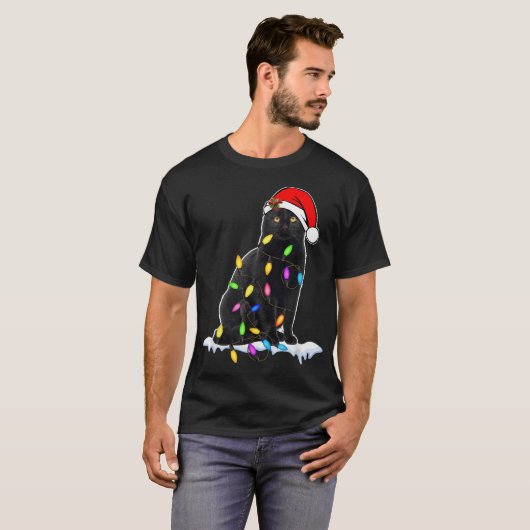 Funny Christmas Black Cat Design T-shirt (Voorkant volledig)