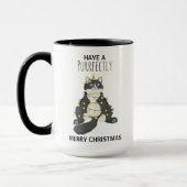 Funny Christmas Black Cat Simple Winter Humor Mok (Links)