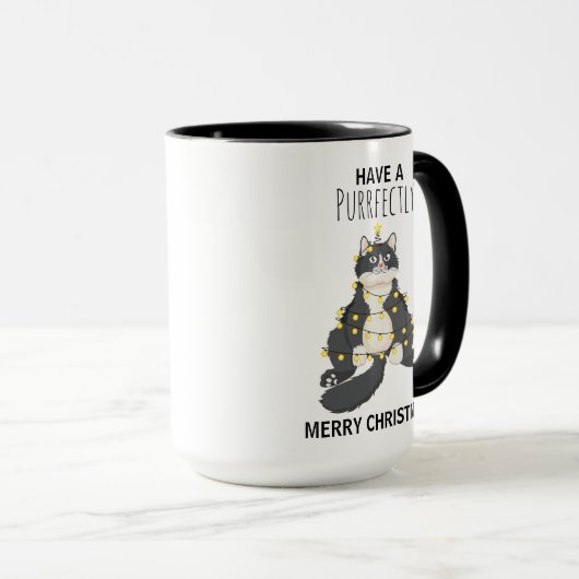 Funny Christmas Black Cat Simple Winter Humor Mok (Voorkant rechts)