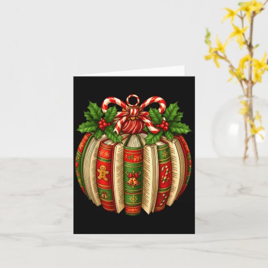 Funny Christmas Book Ornament Winter Xmas Teacher  Kaart (Gele Bloem)